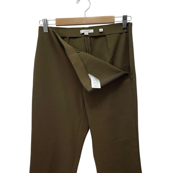 Vince Dark Olive Cropped Kick Flare Pants Size Medium Stretch Work Career Casual - Picture 7 of 10